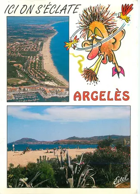 Argelès-sur-Mer — praia e vista aérea — Editor Estel, número de série 61570