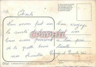 Lourdes — świątynie, objawienia i pielgrzymki — A. Doucet i Synowie, nr 226 — Rewers