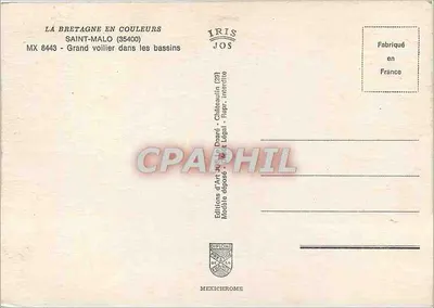 Saint-Malo — Gran velero en los muelles — Ediciones d'Arte de la Dépré, Châteaulin (22) — Reverso