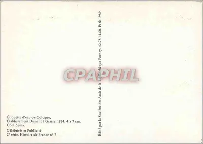 Napoleão I - Duplo extrato de água de Colônia - Editor Dunant em Grasse — Verso