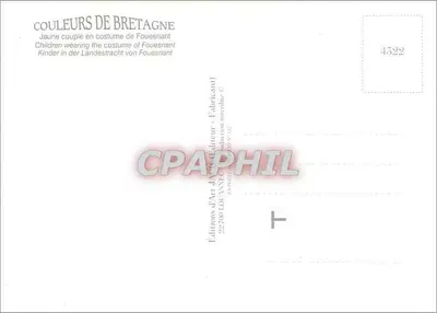 Dwoje dzieci w tradycyjnych strojach — Fouesnant — Wydawnictwo Sztuki LOVANNE, nr 4522 — Rewers