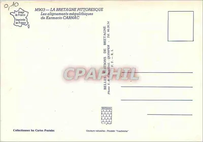 Os alinhamentos megalíticos de Kermario — Carnac — Edições Y.R. Cadaldal — Verso