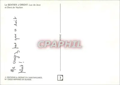 Lago de Joux e Dente de Vaulion — Caminho L'Orient — Edições A. Deriaz, N°13020 — Verso
