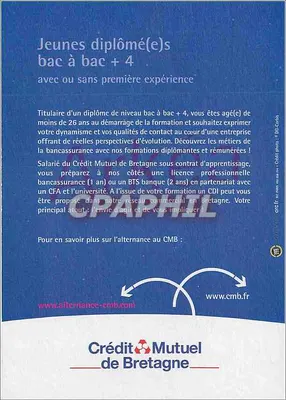 Jovens diplomados bac à bac + 4 - Alternância no Crédit Mutuel da Bretanha - editor CMB — Verso