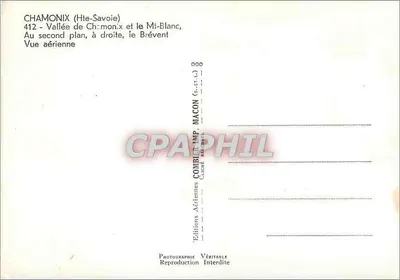 Chamonix (Haute-Savoie) — dolina Chamonix i Mont-Blanc, widok z powietrza — Éditions Aériennes Combler, n°412 — Rewers