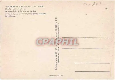 BLOIS — Statua equestre di Luigi XII che sovrasta l'ingresso del castello — Edizioni VALOIRE — Verso