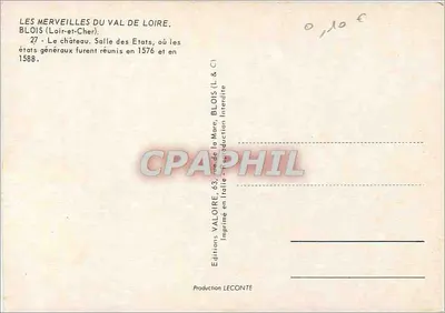 Zaal van de Staten van het kasteel van Blois — Loir-et-Cher — Edities Valoire — Achterkant