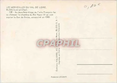 Sala do Duque de Guise — Castelo de Blois — Éditions Valoire — Verso