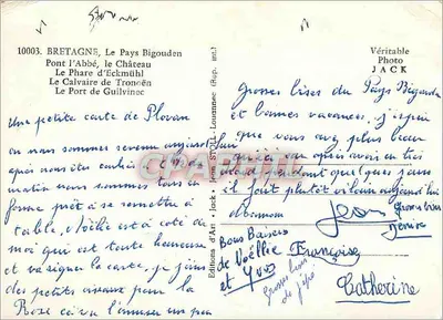 O País Bigouden — vista composta de porto, farol e traje tradicional — Éditions d'Art Jack — Verso