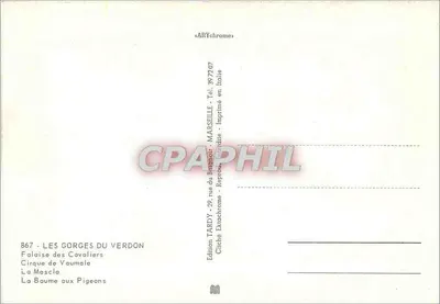 Góry Verdon — Widok panoramiczny i krajobrazy naturalne — Wydawnictwo Tardy, nr 867 — Rewers