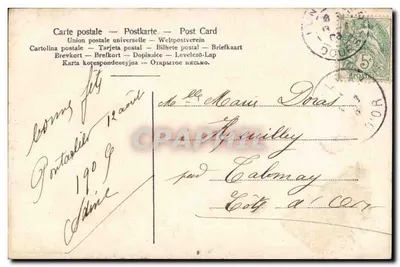 Portret kobiety w profilu — różowa suknia i krawat — wydawca AE, nr 2159 — Rewers
