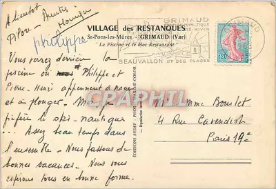 Piscina y bloque de restaurante — Grimaud (Var) — Ediciones SUDIF — Reverso