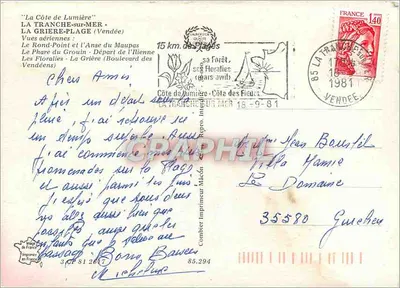La Tranche-sur-Mer — La Grière-Plage — Impressor Mácón — Verso