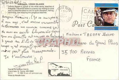 Anegada B.V.I. — Praia de Lobolly — Pub. by The Caribbean Card Co. — Verso