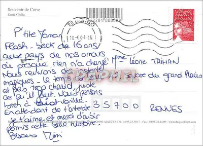 Santa Giulia — Córsega — Souvenir de Corse — Verso