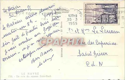 Le Havre — Um canto do square Saint-Roch — Éditions Belles Lettres — Verso
