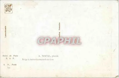 Śnieg w Saint-Germain-Louviers — A. Nozal, pinxit — wydawnictwo Laxochromie, S.A.F., Paryż — Rewers
