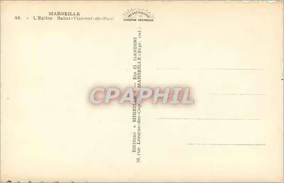Marselha — Igreja de São Vicente de Paulo — Edições «Mirellan» — Verso