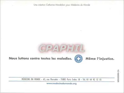 Pomba em um caminhão — Paz e solidariedade — Médecins du Monde, MD030286-CA — Verso