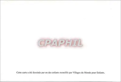 Dzieci grające obok strumienia — rysunek dzieci zbiórki Villages du Monde pour Enfants — Rewers