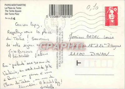 Place du Tertre — Paris — editor ABEILLE-CARTES — Verso