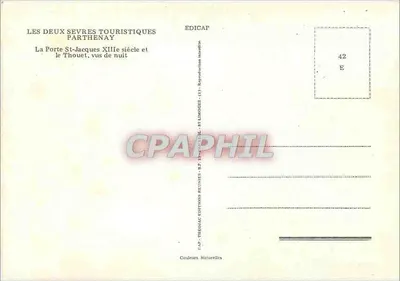Drzwi Świętego Jakuba z XIII wieku i Thouet, widok z nocy — Éditions Théodac, Saint-Léonard-de-Noblat — Rewers
