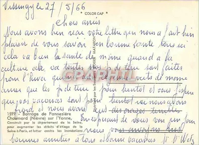 Barragem de Pannesière — Nièvre — editor Les Souvenirs de Gap, n°1599 — Verso