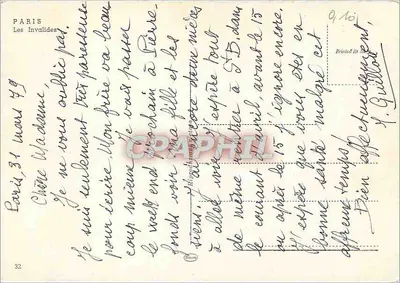 Les Invalides — Paris — editor não identificado, n° de série 32 — Verso