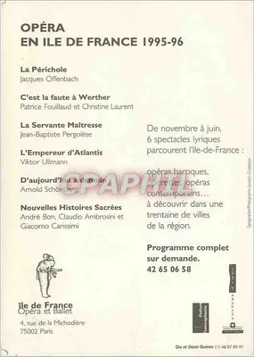Opéra w Île-de-France 1995-96 — Program spektakli — Wydawca: Opéra i Balet Île-de-France — Rewers
