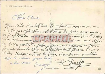 Souvenir de l'Yonne — Wydawca LECOINTÉ, nr H. 525 — Rewers