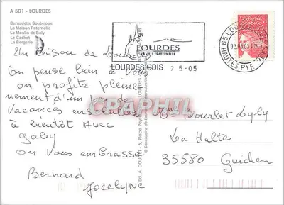 Dom Ojczysty w Lourdes — Le Cachot, La Bergerie, Le Moulin de Boly — Święta Bernadetta Soubirous — Rewers