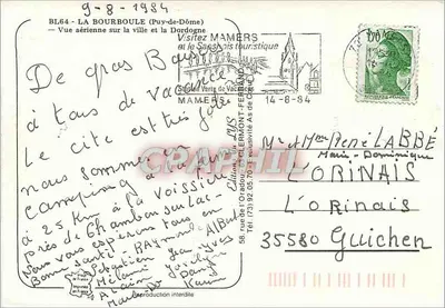 La Bourboule (Puy-de-Dôme) — Visão aérea da cidade e do Saône — Edições Clermont-Ferrand — Verso