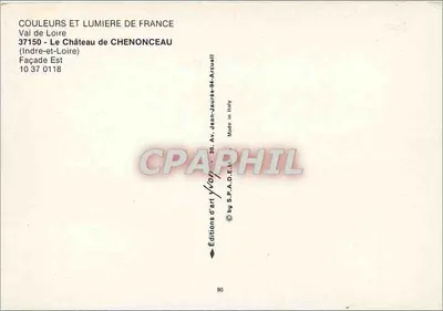 Zamek w Chenonceau — Façada Wschodnia — Wydawnictwo S.P.A.D.E. Italy — Rewers