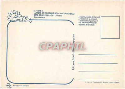 Argeles-Plage — Diversos aspectos — Ediciones DINO, n° 3316 E — Reverso