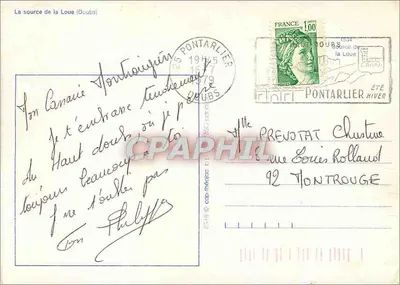 A fonte da Loue (Doubs) — Pontarlier — editor não visível — Verso