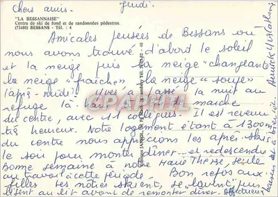 Bessans — Refúgio da Bessannaise — Edições J.A. Néglon, 36, Pl. Machy, Chambéry — Verso