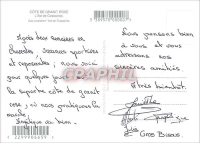 Brzeg Czerwonego Granitu — wyspa Costaérès — Wydawnictwo Q.A.M.P. Dusze Châteauvin — Rewers