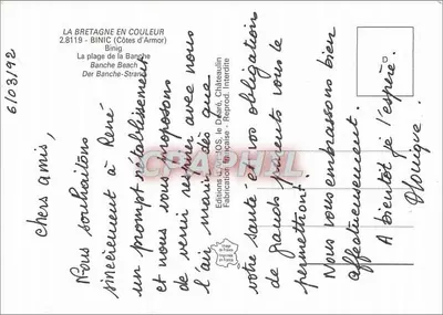 Binic Côtes d'Armor — playa abarrotada — Éditions d'Art-OS, n°2.8119 — Reverso