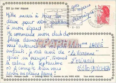 O mar roxo — 303 — Criação IMAGO 16, Philippe Gayon — Verso