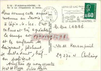 See Aiguebelette — Saint-Alban-de-Montbel — Éditions Janssou, Chambery — Rückseite