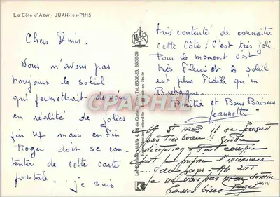 Juan-les-Pins — view of the beach and a harbor — publisher MAP — Back