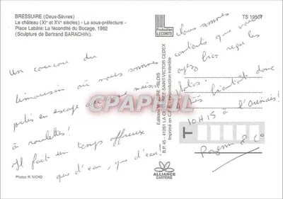 Bressuire — Castelo, subprefeitura e escultura — Edições VILLIQUÉ — Verso
