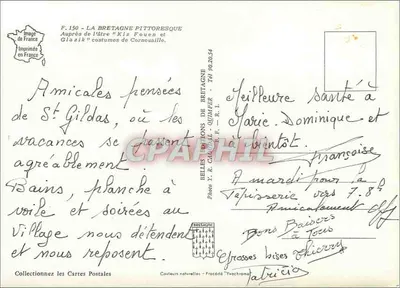 Casal em traje bretão — Cornouaille — Edições Y.R. CACOULL - F. 150 — Verso