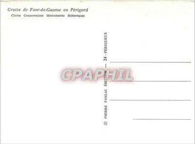 Gruta de Font-de-Gaume no Périgord — gravura de bisonte — editor Pierre Fanlac — Verso
