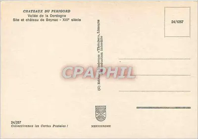 Wąwóz Dordogne — Zamek Beynac — XIII wiek — Wydawca: Ménièchrome, nr 24/1257 — Rewers