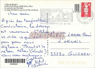 Saint-Palais-sur-Mer — widok z lotu ptaka plaży i wybrzeża — Wydawnictwo PPMACON — Rewers
