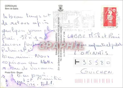 Banc de Sable — Royan — Édition Marcel MARCOU — Verso