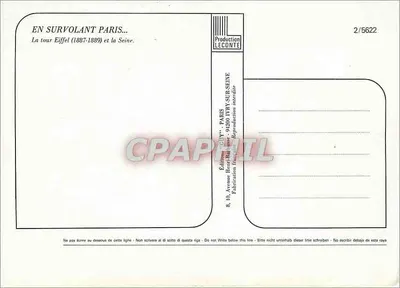 Paris — Luftbild der Eiffelturm und der Seine — Édition GUY — Rückseite