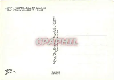 Vaison-la-Romaine — Wewnętrzna część klasztoru (XI wiek) — Éditions Hachette, Grenoble — Rewers