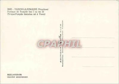 Vaison-la-Romaine — Portique de Pompée (Ier- IIe século) — Rella, Éditions Interdite, Nice — Verso